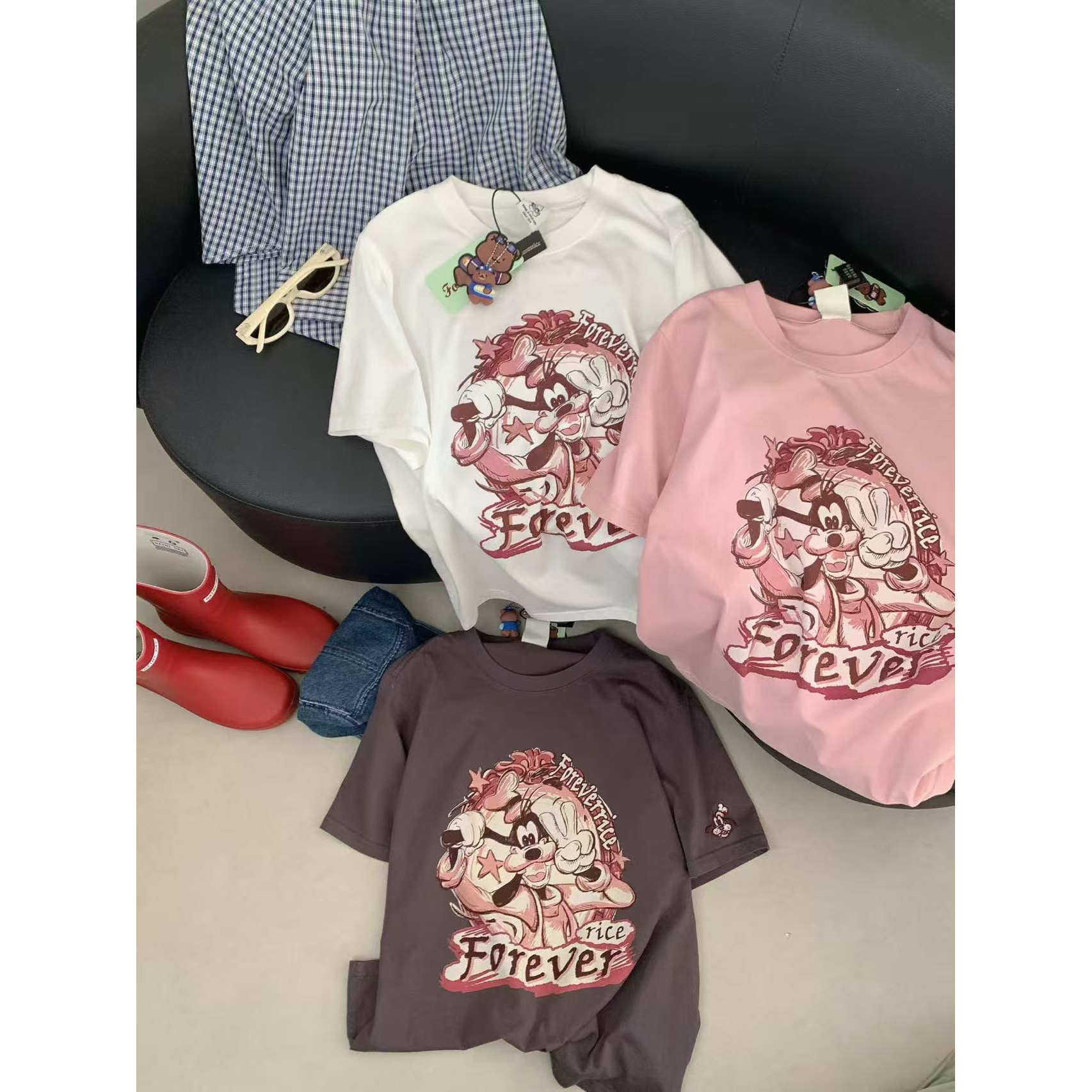 26夏日新品Foreverrich纸袋纯棉无感水印高飞正肩短袖半袖女T恤