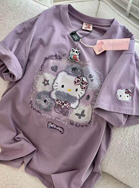 夏季短袖Pandawarks熊猫纸袋「26250豹纹Kt」180g纯棉半袖T恤女