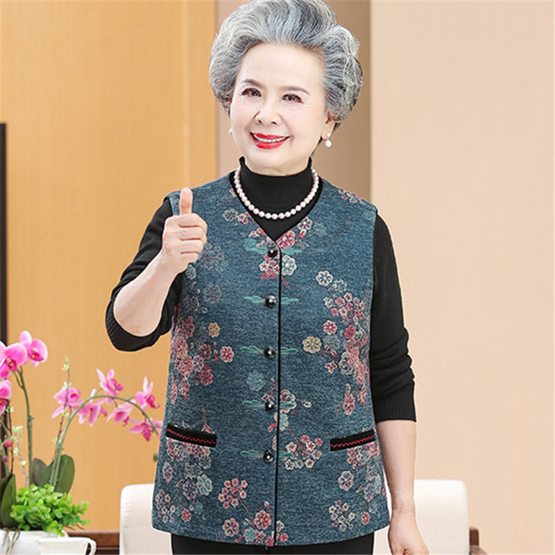 中老年春秋季新款马甲母亲女款坎中老年女装