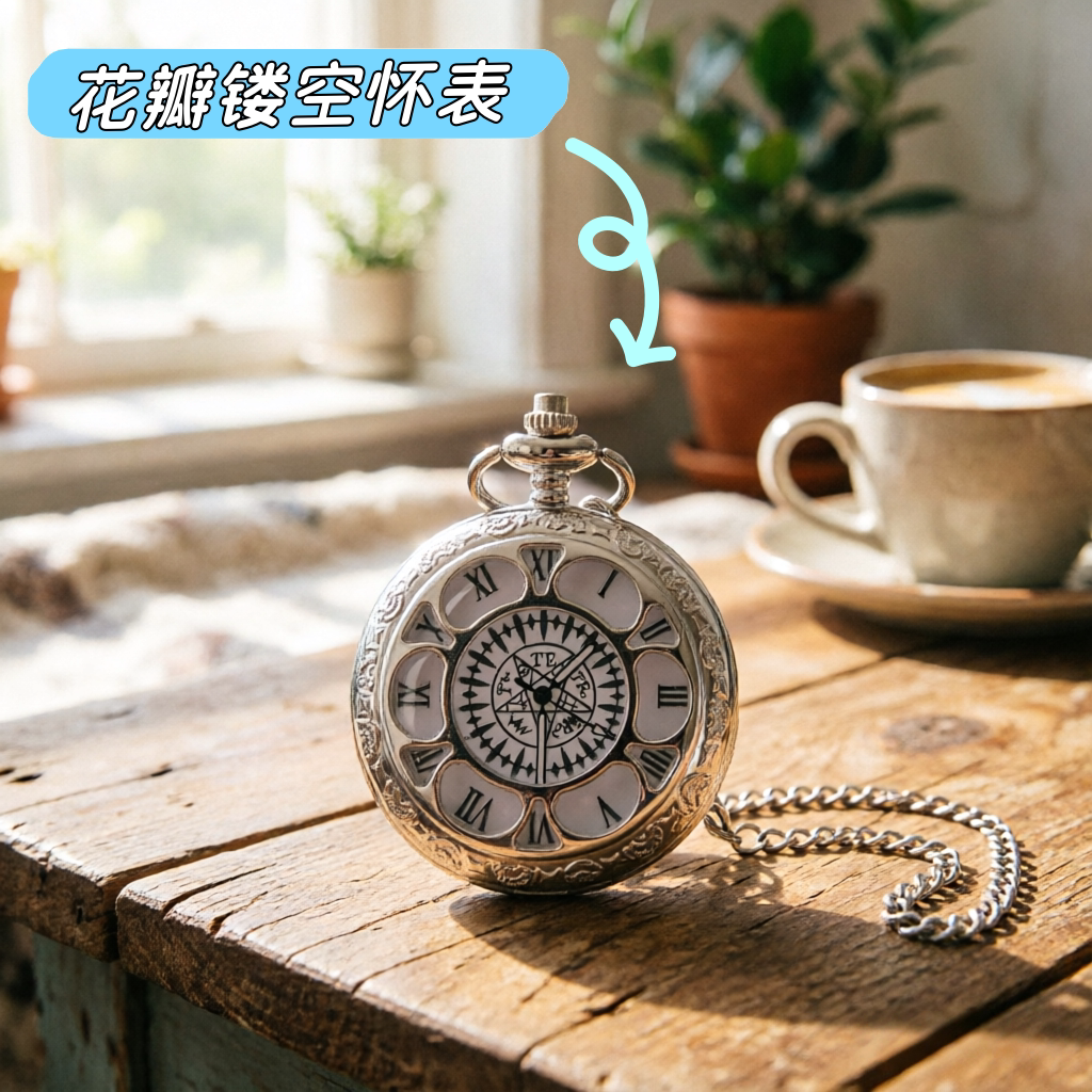 复古镂空罗马数字翻盖怀表