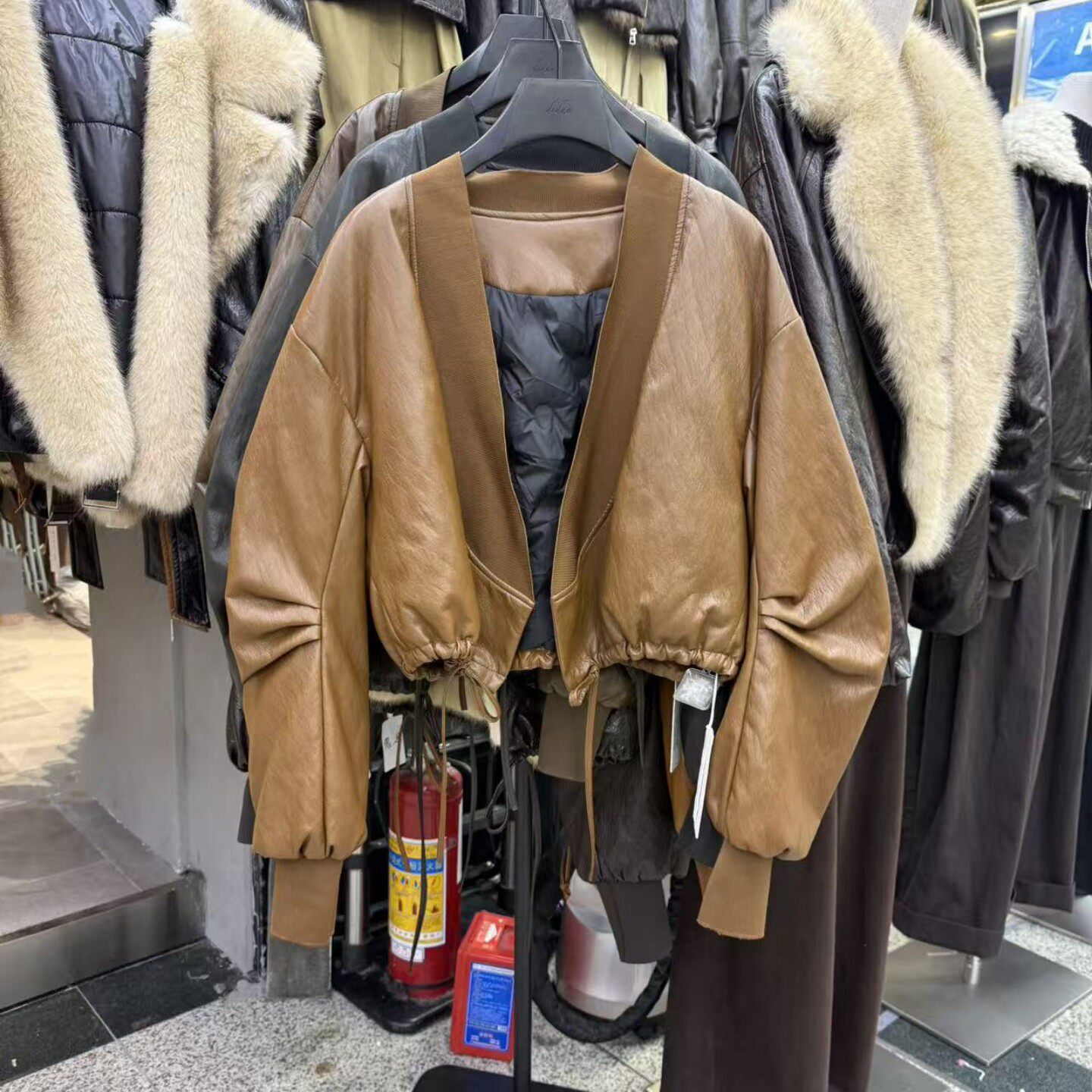 复古机车皮衣羽绒服短款保暖棉衣