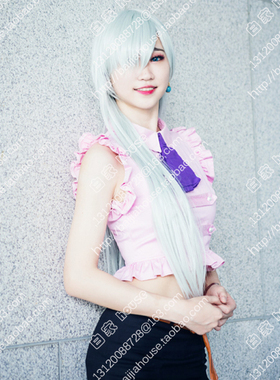 七大罪 伊丽莎白 水浅绿色 女款 玉青色 1米长直发cosplay假发