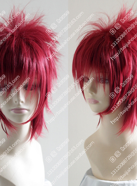cosplay假发 红色翻翘短发 fate grand fgo 风魔小太郎 蓬松收脸