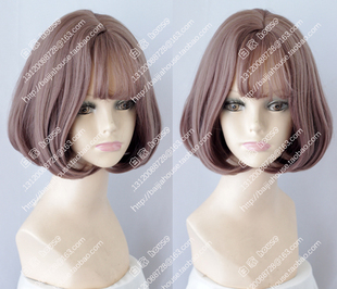 时尚日韩女性假发 bobo 梨花头 栗色巧克力色藤紫色 空气刘海短发