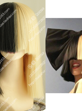 Sia希雅假发 黑金双拼阴阳头bobo短发This is acting