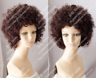 欧美辣妹短卷发假发 栗色爆炸头 绵羊头卷发 非洲黑人时尚女假发