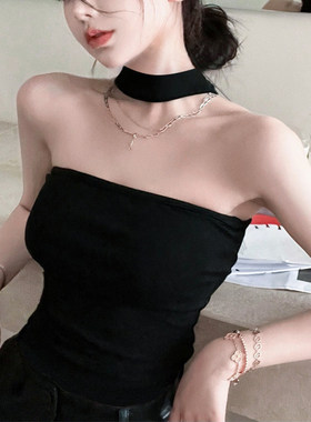 挂脖带胸垫辣妹修身吊带外穿