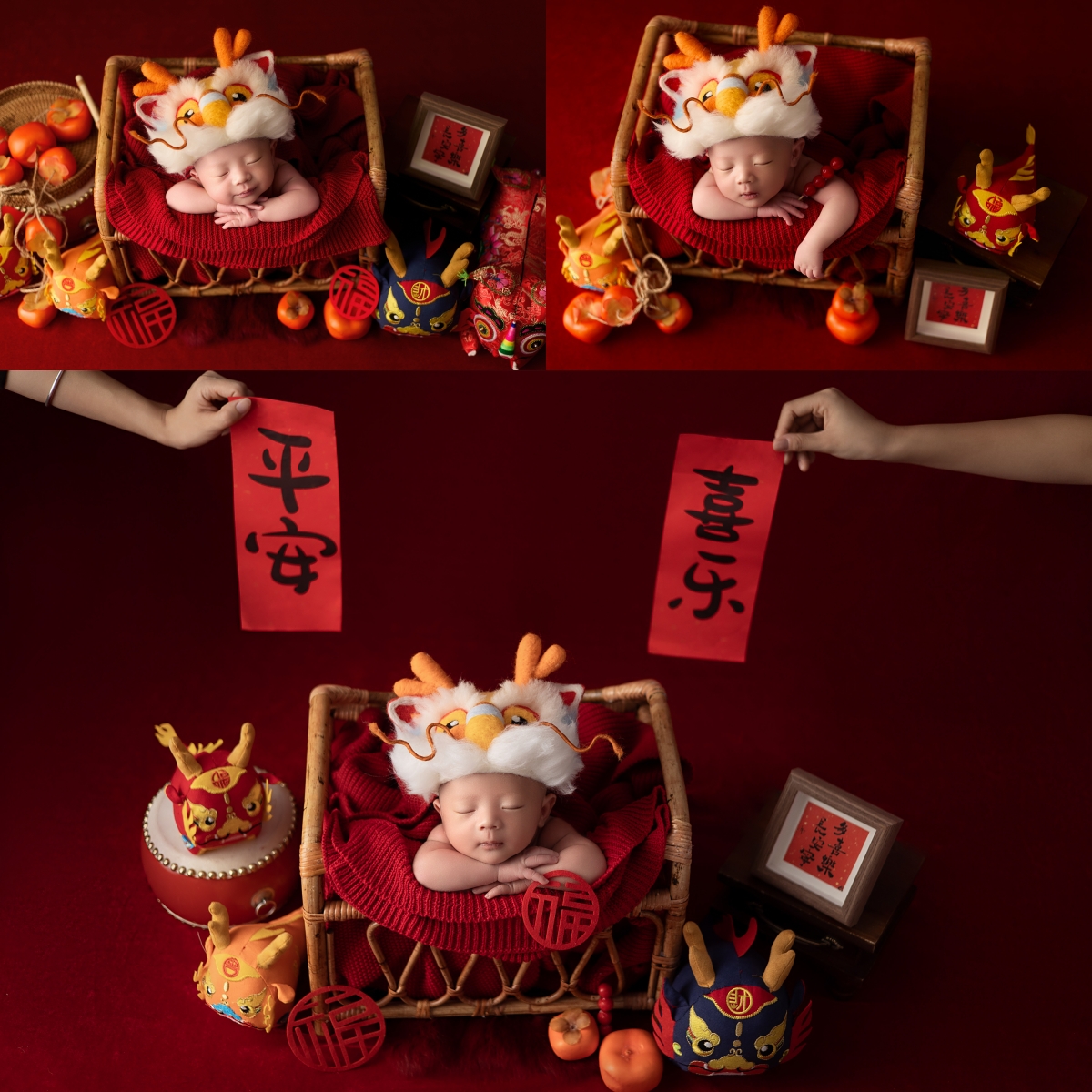 新款影楼婴儿龙头帽宝宝拍照服装