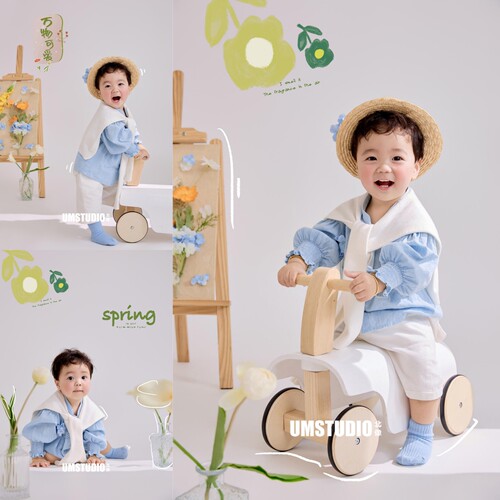 儿童摄影服装新款春天男女宝宝拍照服装影楼中小童画家主题道具