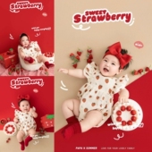 儿童摄影主题服装 道具 草莓水果主题宝宝百天照周岁照拍照服装