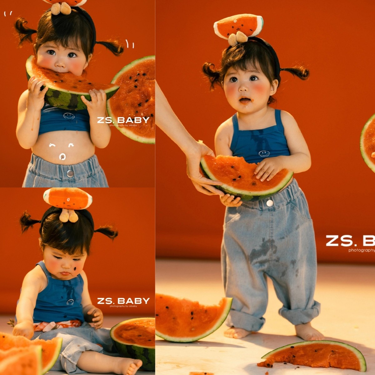 儿童摄影服装夏天西瓜照宝宝半岁周岁照拍照服装影楼1-2岁小童照图片