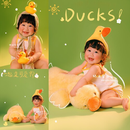 奶油房子儿童摄影服装黄色小鸭子