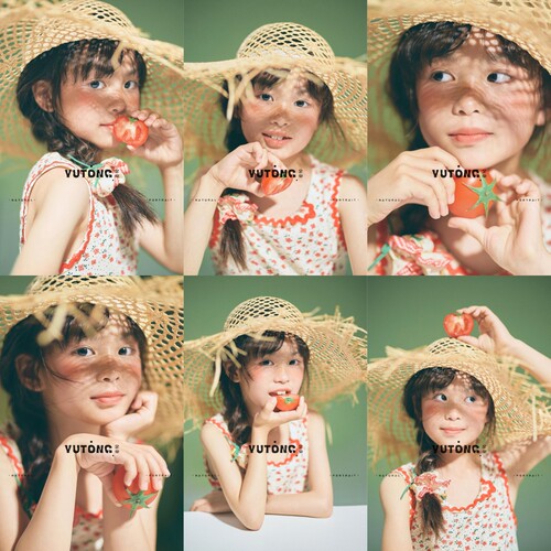夏季新款儿童摄影服装草帽肖像女孩艺术照拍照服装影楼写真拍摄