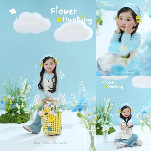 2026儿童摄影服装女童中小童拍照衣服影楼春日花花主题拍摄道具