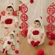 儿童摄影主题服装 新年主题有钱任性对联宝宝百天照周岁照拍照服装