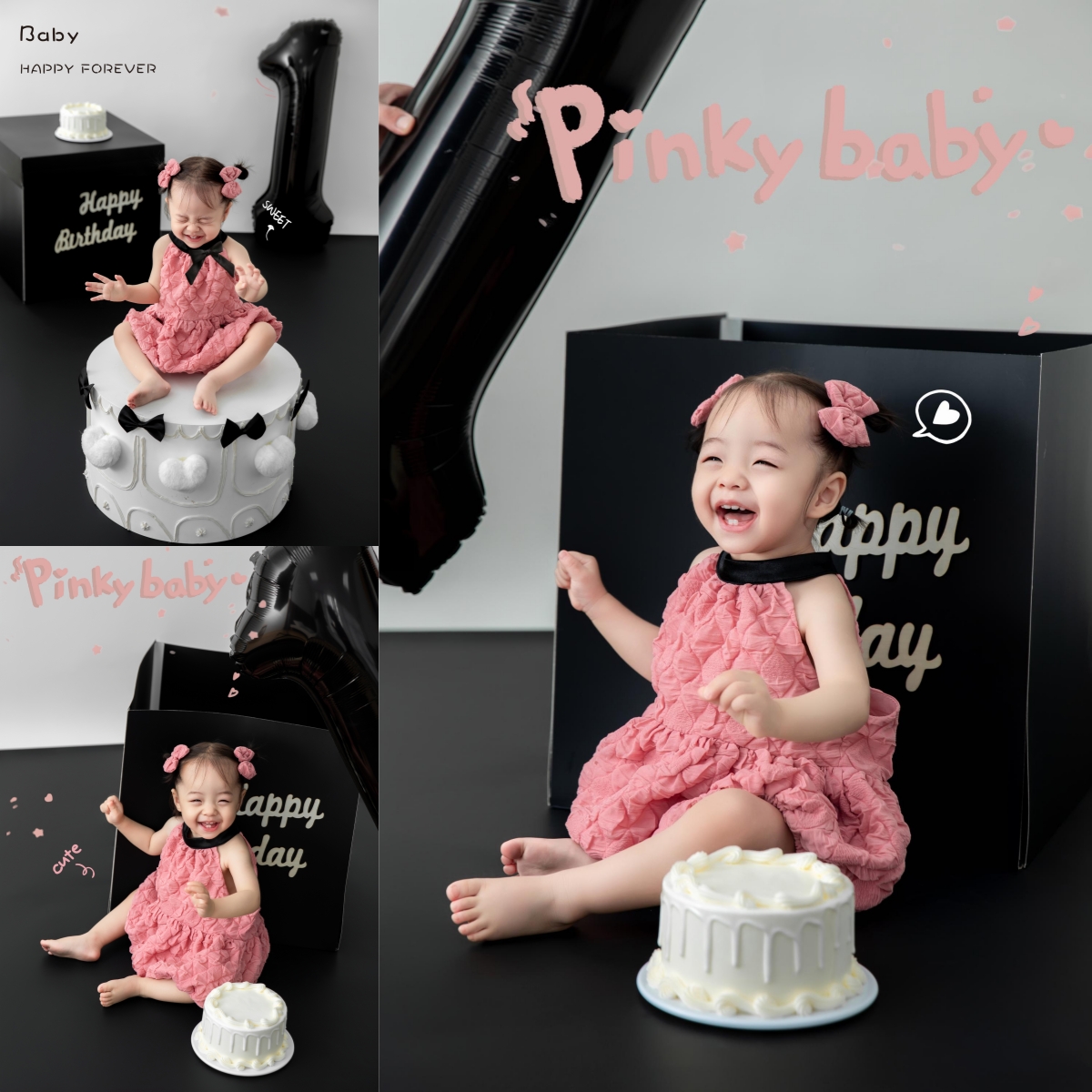 暖白生日蛋糕宝宝一岁照服装