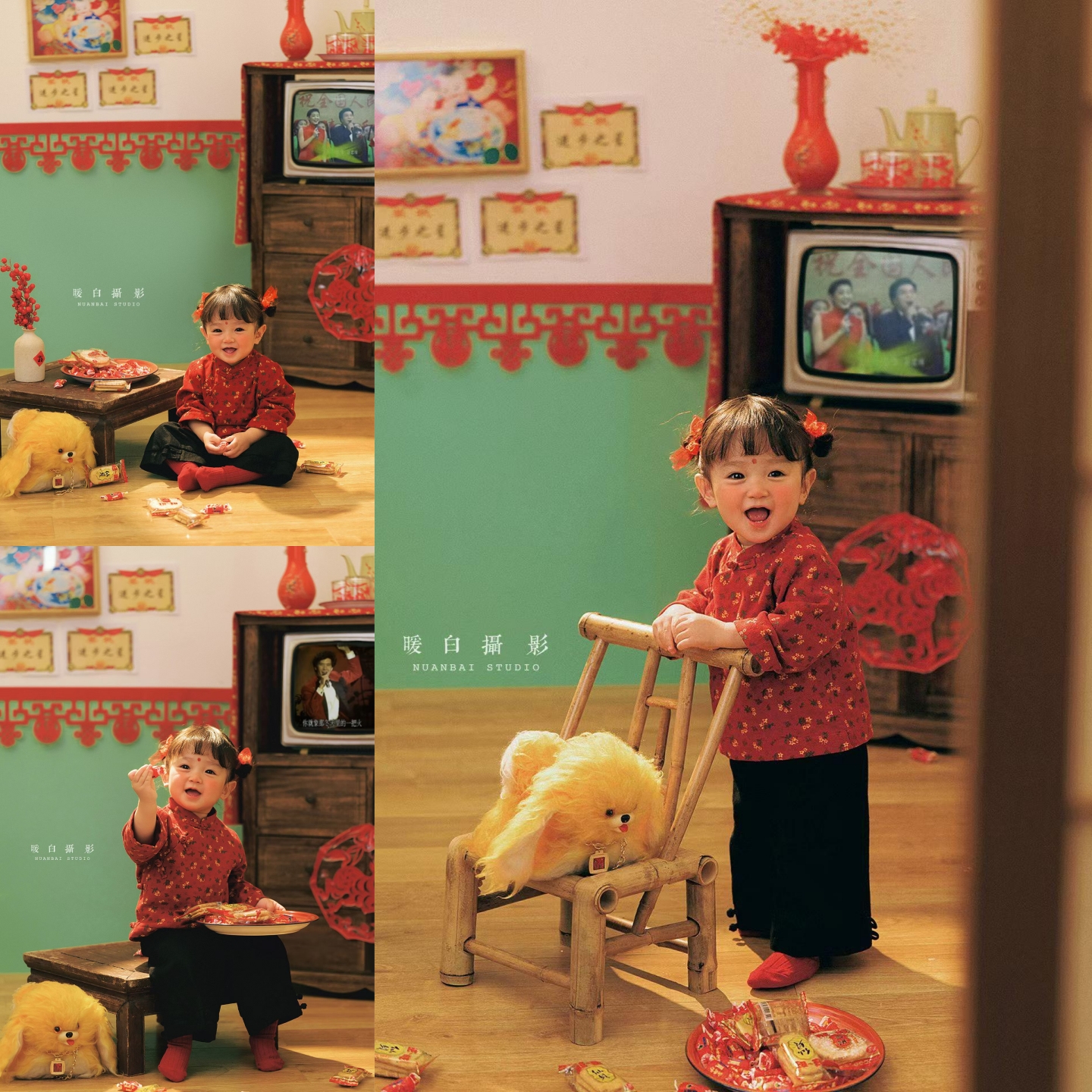 暖白马年新年春节儿童摄影道具