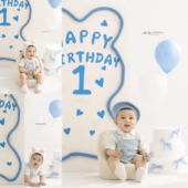 简约一岁生日照写真照服装 儿童摄影服装 宝宝百天照周岁照拍照服装