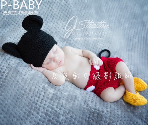 婴儿摄影米奇宝宝百天满月拍照服装新生儿写真照相儿童艺术照道具 - 封面