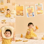 儿童摄影服装 道具 黄色小熊吐司小熊女孩百天照周岁照拍照服装