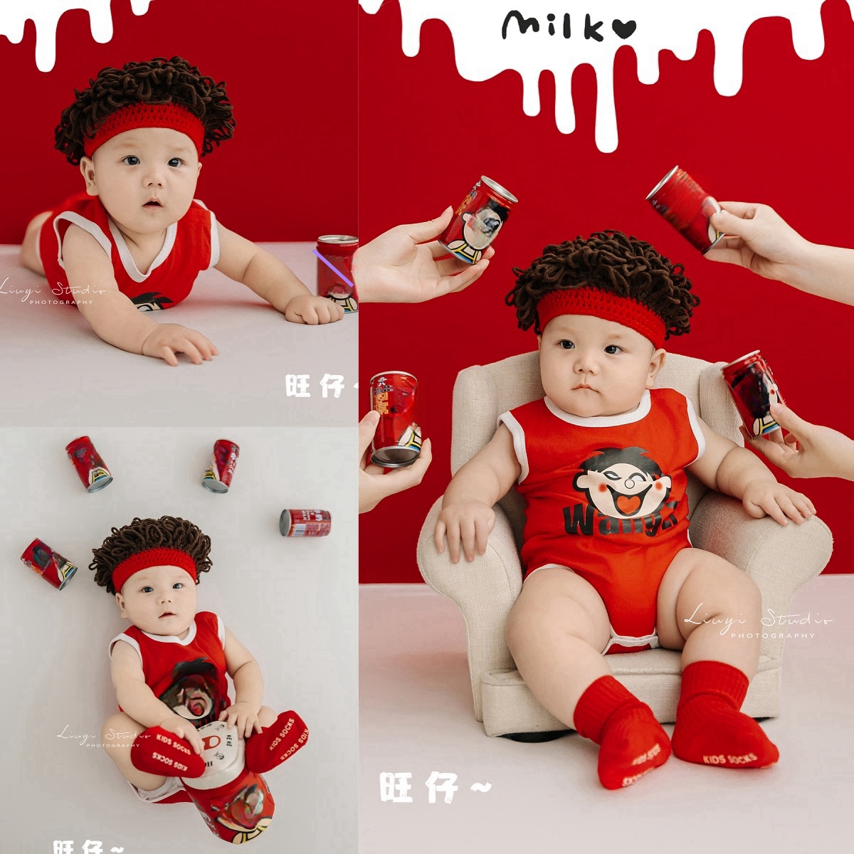 儿童摄影服装旺仔牛仔卡通主题 宝宝百天照周岁照拍照服装道具