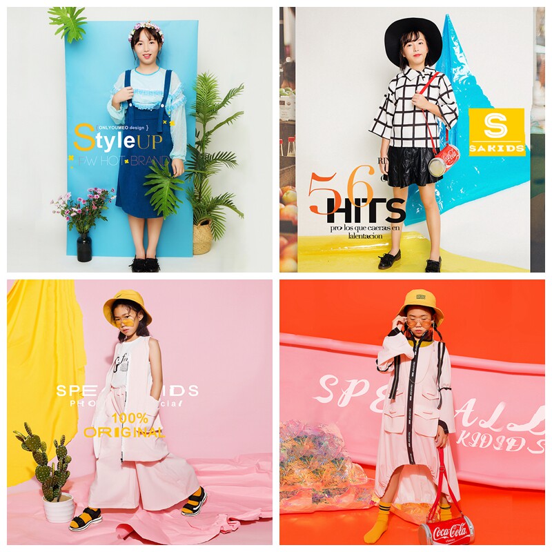 儿童摄影服装2018新款10-12岁女孩影楼拍照时尚街拍潮童韩版服饰