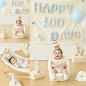 儿童摄影服装 ins百日照拍摄道具 100天背景墙宝宝百天照拍照服装