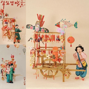 摄影道具流动非遗鱼灯车龙灯车传统花灯车民俗文化传统节庆货郎车