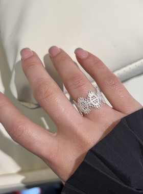 S925银法式镂空蕾丝宫廷风戒指女