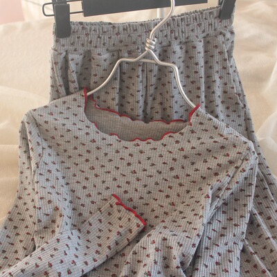 女T恤莫代尔小碎花居家服睡衣裤