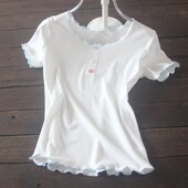 螺纹T恤松弛感木耳正肩减龄女日常打底百搭大码 夏秋修身 显瘦短袖