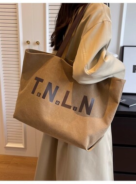 大容量帆布包包女式2025新款上班通勤高级感时尚大包托特包手提袋