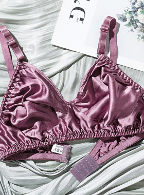 双面真丝文胸无钢圈无海绵100%桑蚕丝内衣女薄款舒适透气胸罩乳罩