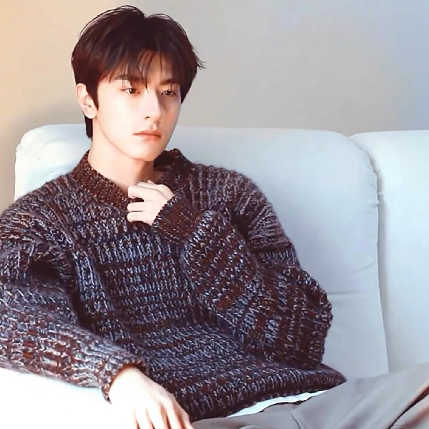 三股加厚新款纯羊绒衫男圆领