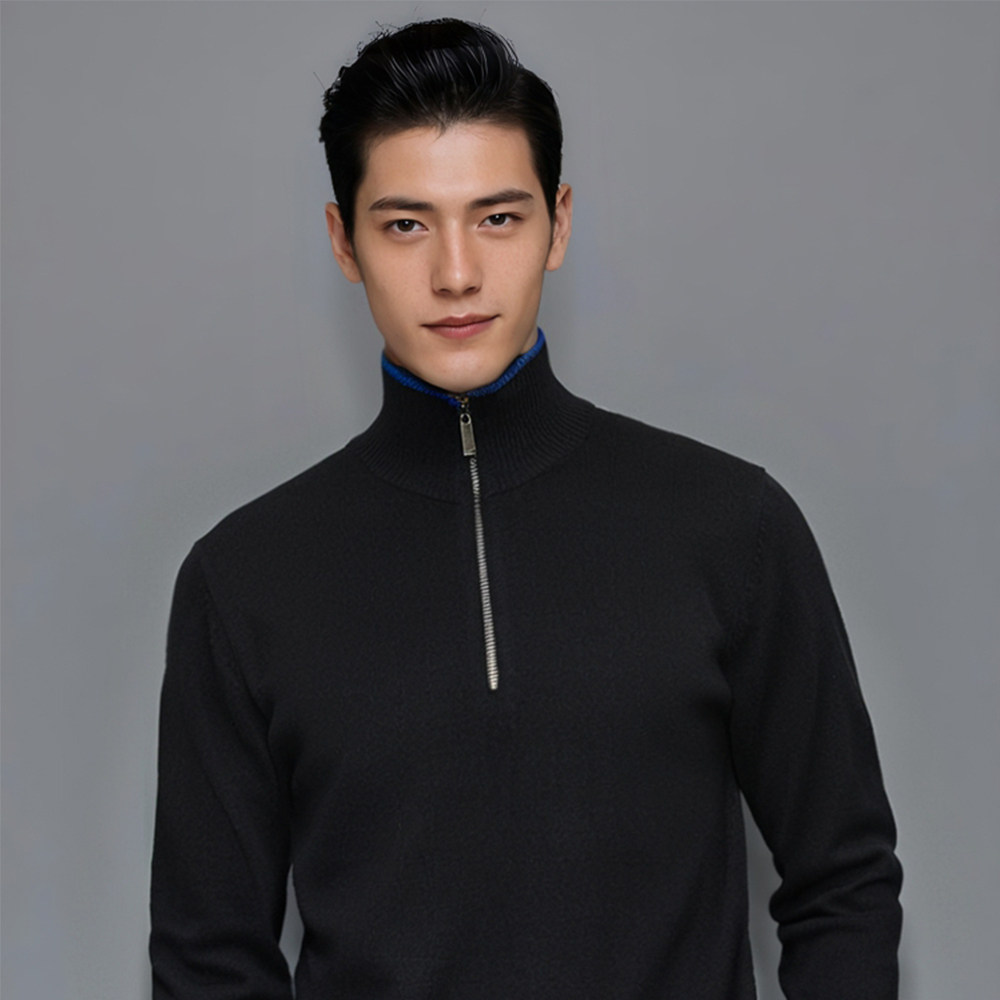 2025秋冬新款半高领拉链羊绒衫男加厚保暖针织衫青年男士毛衣,男装,羊绒套衫,淘宝优惠券,粉丝福利购,淘宝优惠卷