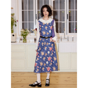 化学少女「昭和繁花」复古背带连衣裙