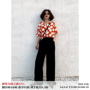 黑色阔腿直腿显高显瘦 休闲裤 化学少女 H1「惊天大长腿」高腰西装