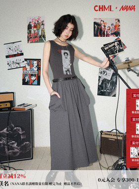 化学少女×NANA联名 人物印花大口袋廓形拼接背心连衣裙无袖夏季