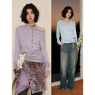 化学少女「光影之间」莫代尔羊毛一字肩多穿针织衫 女柔软亲肤上衣