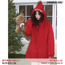 化学少女「坠落之星」圣诞红尖顶帽复古绵羊毛呢大衣外套女秋冬