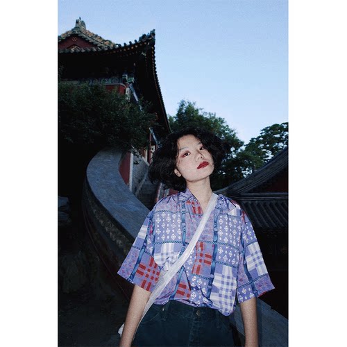 化学少女复古港风小众短袖衬衫潮