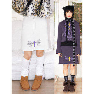 化学少女「伪装 天使」A字廓形设计复古印花爆炸头小恶魔针织半裙