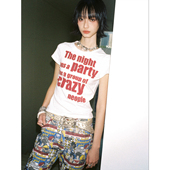 化学少女「菠萝海岸」crazy波点字母印花短袖 T恤女夏显瘦ins上衣