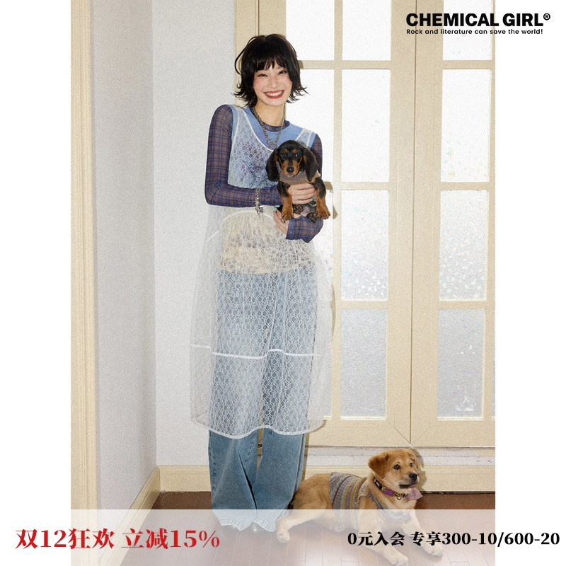 白色印花蕾丝镂空连衣裙女长裙夏