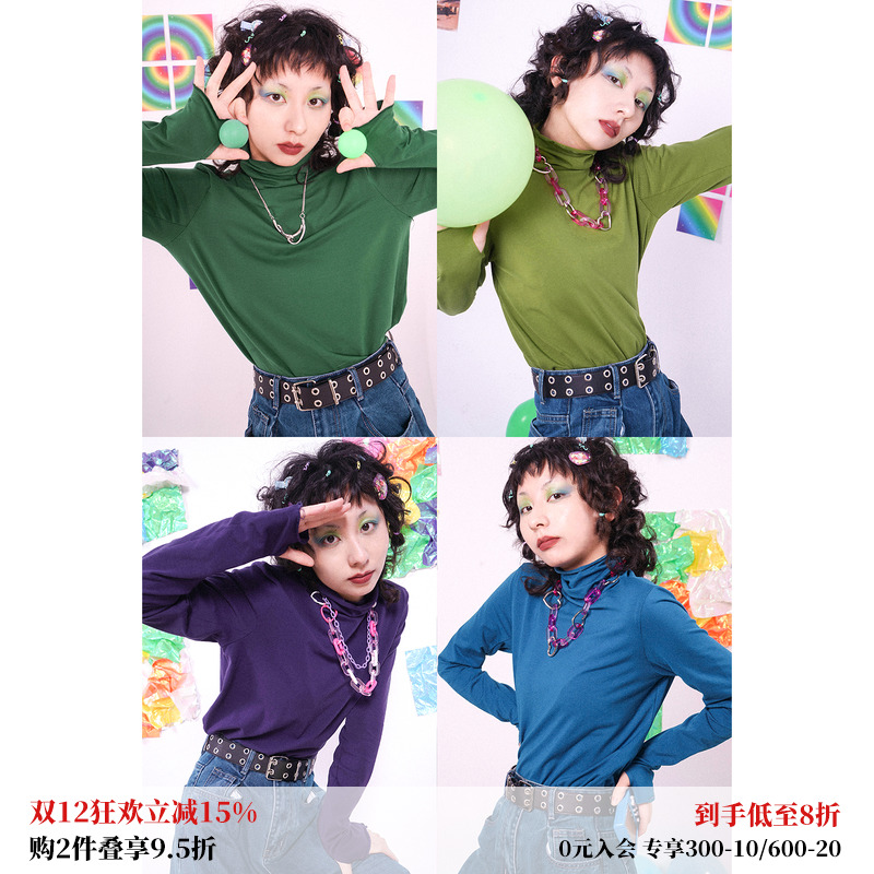 化学少女高领打底衫长袖针织上衣