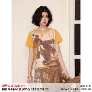 正肩波点小熊印花短袖 化学少女 0点上新「绒趣时光」 T恤