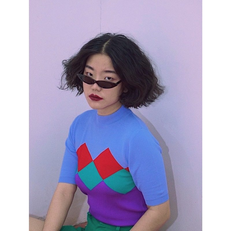 「Iceland Carnival」Chemistry girl Original vintage French Retro Ice hemp Short sleeved Hit colorin the Women's clothing/Boutique , T-shirt  category - from Buy2taobao.com to provide professional Taobao agent buy service