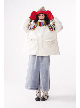 化学少女「冬日序曲」90绒简约白色短款宽松休闲轻薄温暖羽绒服女