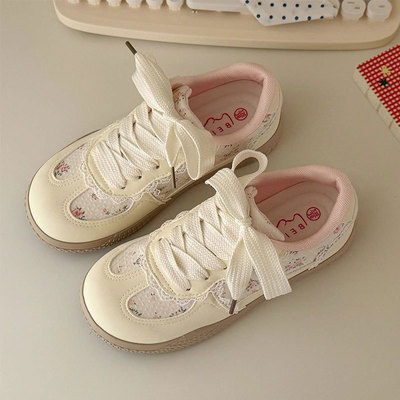 SY花庭女鞋2026春季新款时尚百搭休闲小众小白鞋小众印花透气板鞋