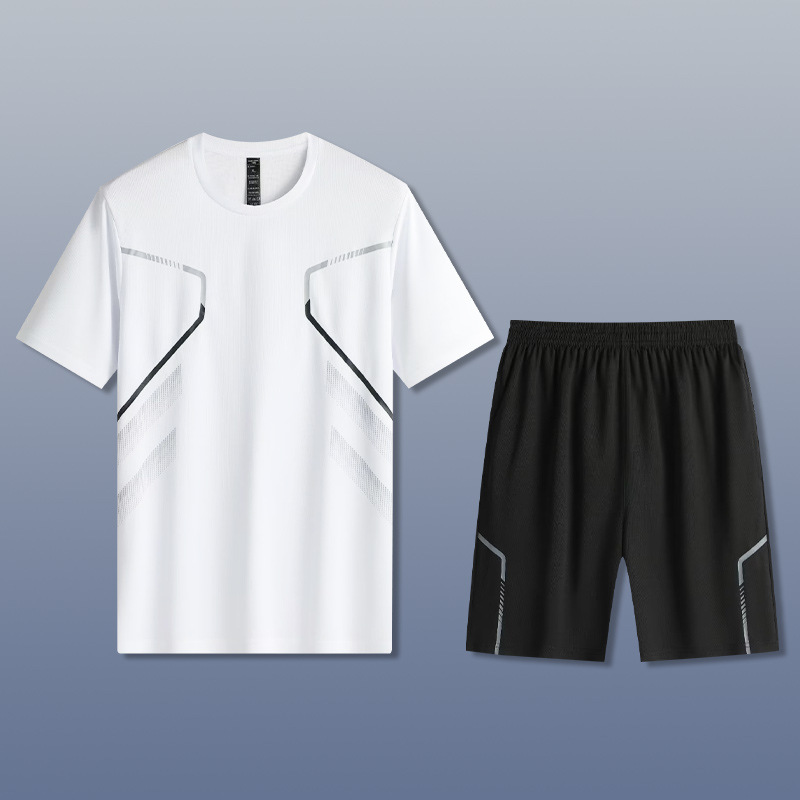 训练服速干衣t恤短袖套装透气运动服冰丝装备跑步健身衣男夏足球